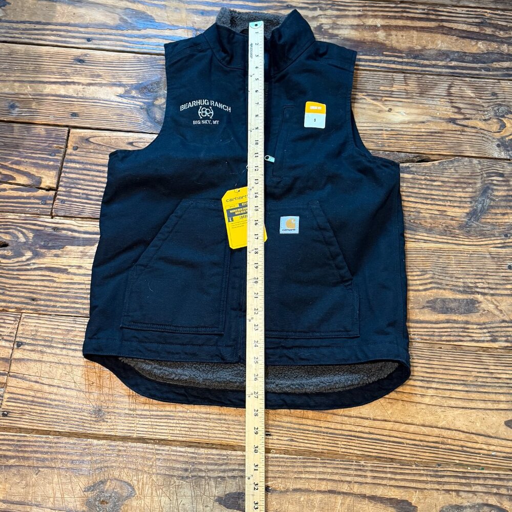 NWT Carhartt Washed Duck Sherpa Lined Mock Neck Vest Black Small 3rd Party Logo - Picture 7 of 10